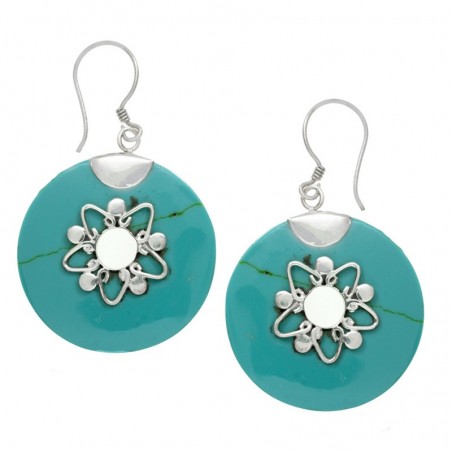 Pendientes turquesa reconstituida  Plata de Ley 925