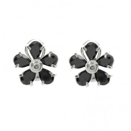 Pendientes flor con circonita Plata de Ley 925