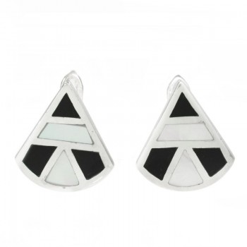 Pendientes geométricos bicolor Plata de Ley 925