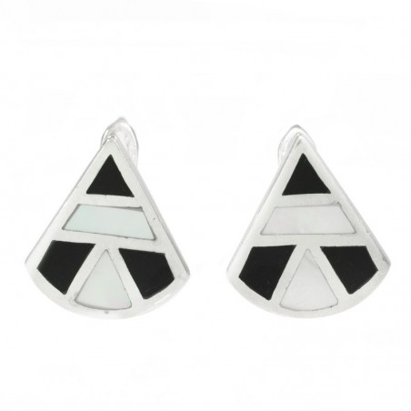 Pendientes geométricos bicolor Plata de Ley 925