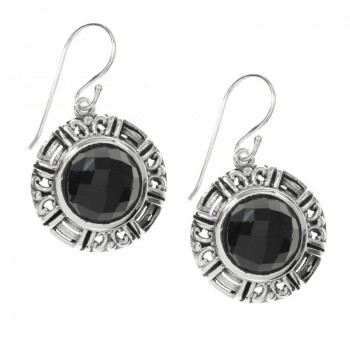 Pendientes ónix facetado Plata de Ley 925