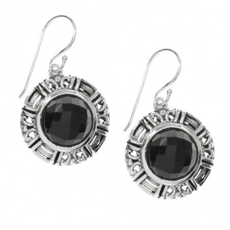 Pendientes ónix facetado Plata de Ley 925