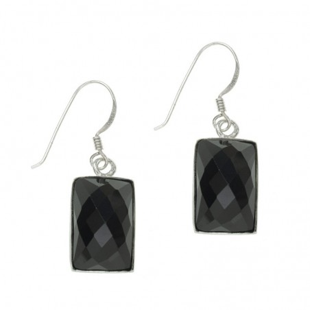 Pendientes ónix facetado rectangular Plata de Ley 925