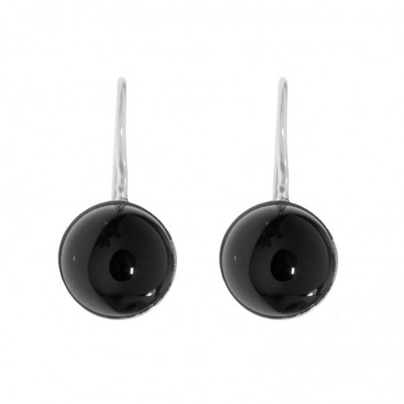 Pendientes ónix redondo Plata de Ley 925