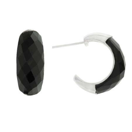 Pendientes ónix facetado Plata de Ley 925