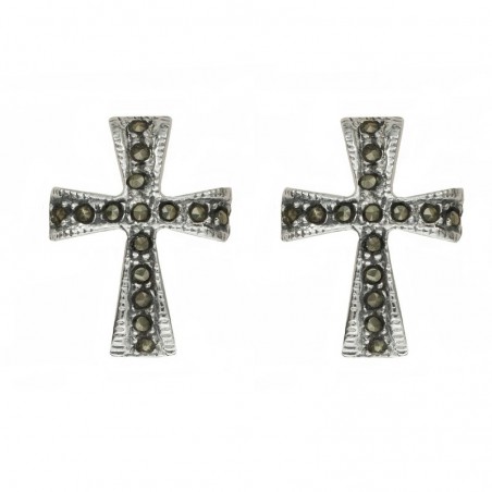 Pendientes cruz marquesita Plata de Ley 925