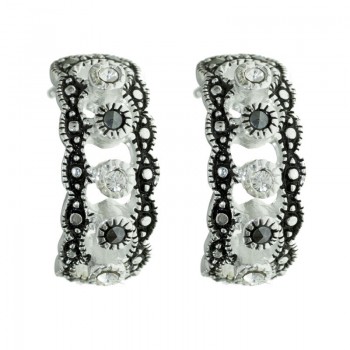 Pendientes marquesita media caña Plata de Ley 925