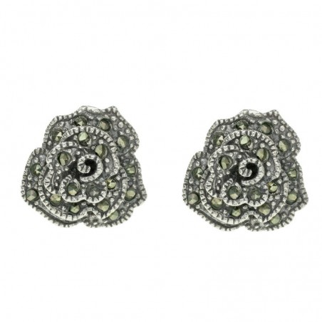 Pendientes flor con marquesita Plata de Ley 925