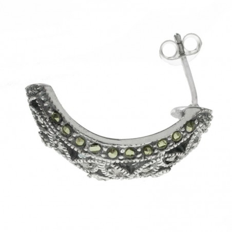 Pendientes medio aro marquesitas Plata de Ley 925