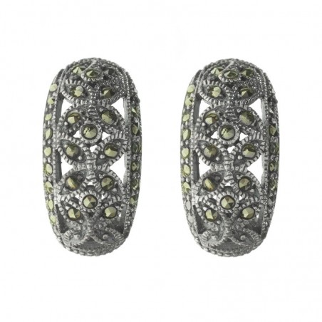 Pendientes medio aro marquesitas Plata de Ley 925