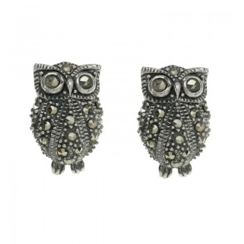 Pendientes búho marquesitas Plata de Ley 925