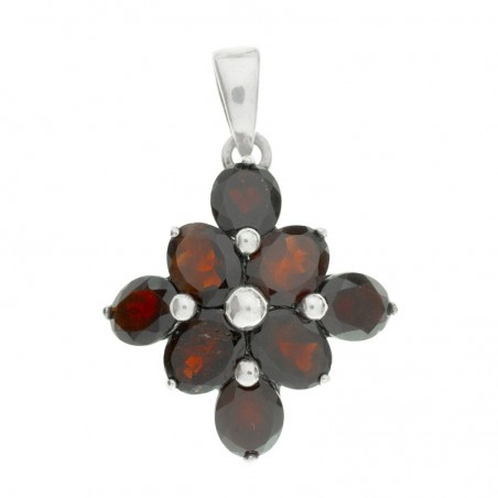 Colgante vintage gran rombo de granates Plata de Ley 925