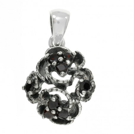 Colgante vintage ondas con granates Plata de Ley 925