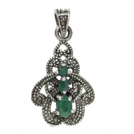 Colgante vintage triple gema Plata de Ley 925