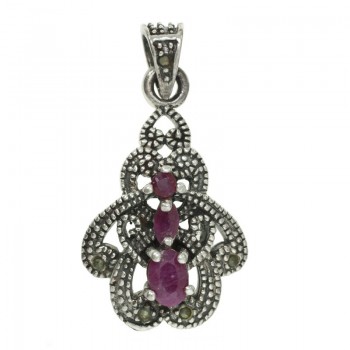 Colgante vintage triple gema Plata de Ley 925