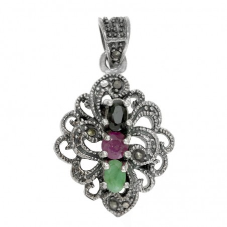 Colgante vintage triple piedra Plata de Ley 925