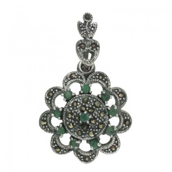 Colgante gran flor vintage Plata de Ley 925