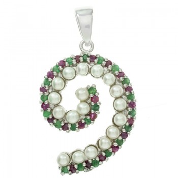 Colgante espiral de piedras preciosas Plata de Ley 925