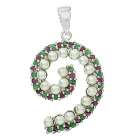 Colgante espiral de piedras preciosas Plata de Ley 925