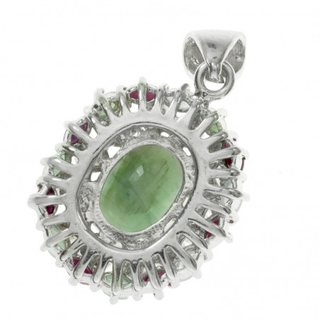 Colgante con gran esmeralda y perlas Plata de Ley 925