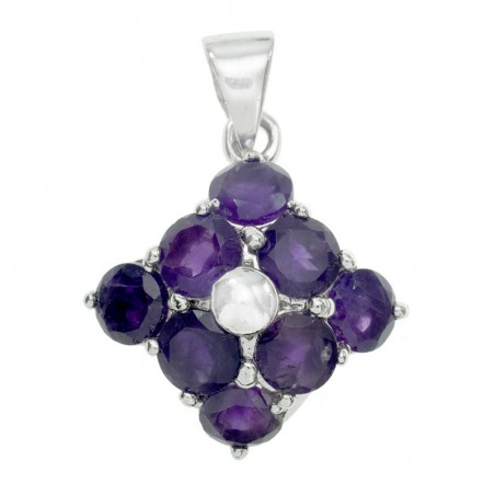 Colgante rombo de piedras Plata de Ley 925