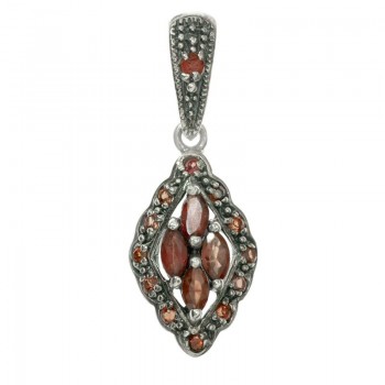 Colgante vintage rombo de granates Plata de Ley 925
