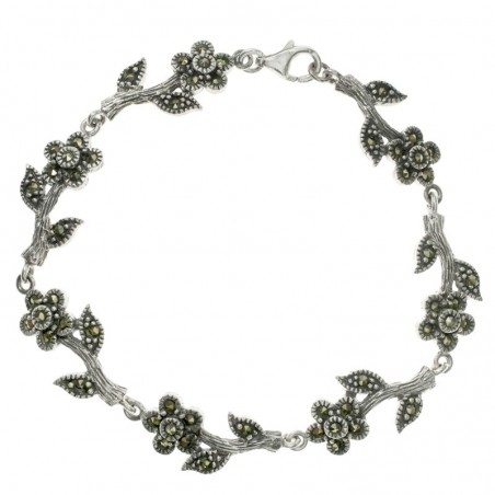 Pulsera flores con marquesitas Plata de Ley
