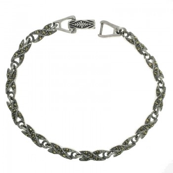 Pulsera eslabón lazo con marquesitas Plata de Ley