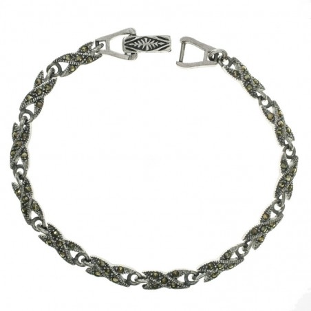 Pulsera eslabón lazo con marquesitas Plata de Ley