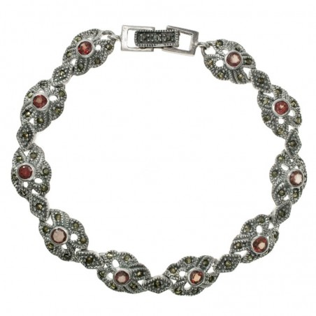 Pulsera granates y marquesitas Plata de Ley