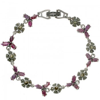 Pulsera vintage rubíes y marquesitas - Karissma