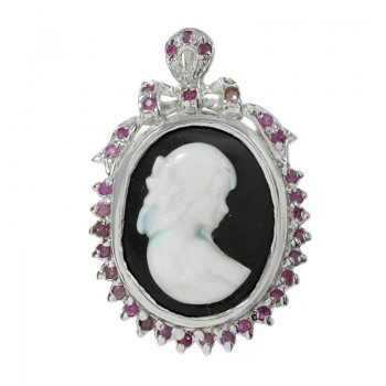 Collar camafeo con rubies Plata de Ley 925 2