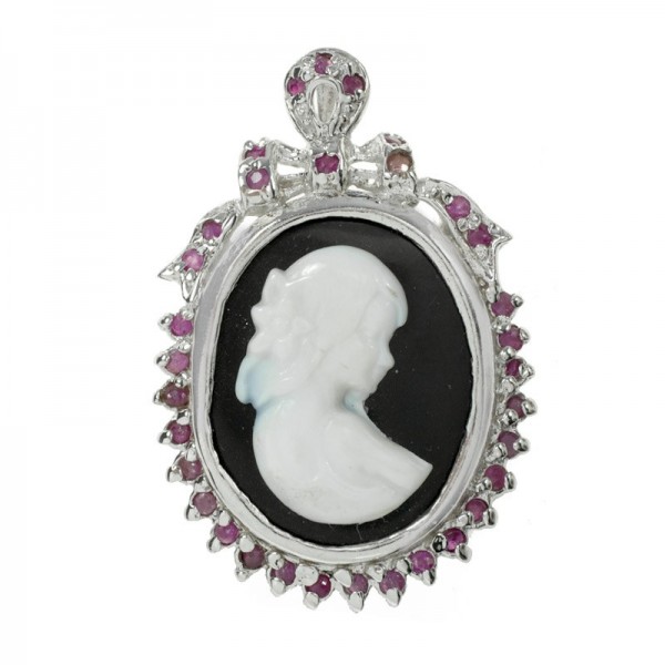 Collar camafeo con rubies Plata de Ley 925