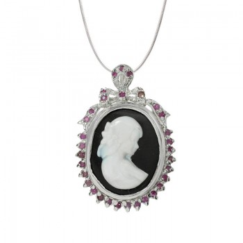 Collar camafeo con rubies Plata de Ley 925