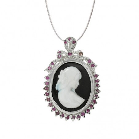 Collar camafeo con rubies Plata de Ley 925