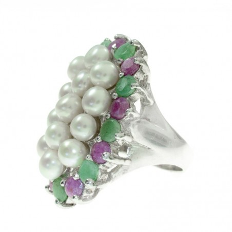 Conjunto diseño oval rodio Plata de Ley 925