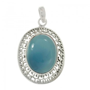 Colgante étnico con piedra oval Plata de Ley 925 2