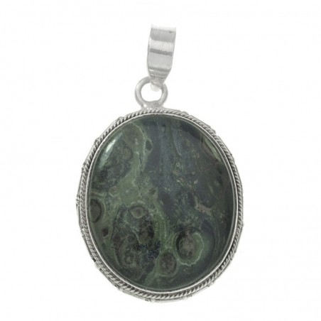 Colgante ágata verde veteada Plata de Ley - Karissma