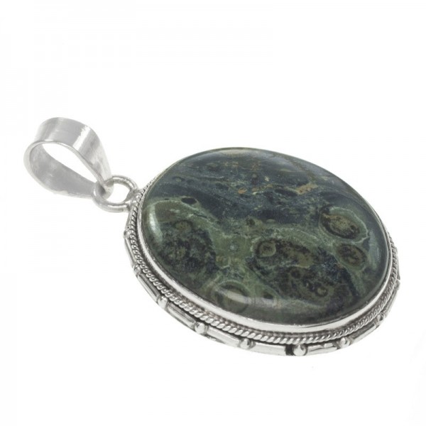 Colgante ágata verde veteada Plata de Ley - Karissma