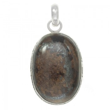 Colgante ágata chocolate Plata de Ley - Karissma
