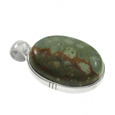 Colgante oval ágata verde Plata de Ley