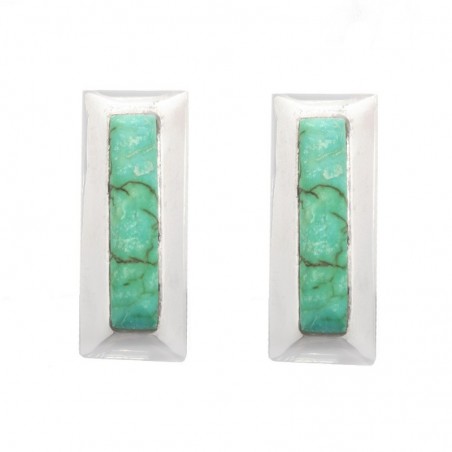 Pendientes rectángulo turquesa Plata de Ley