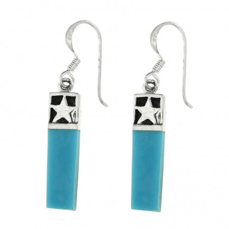 Pendientes verticales azul Plata de Ley