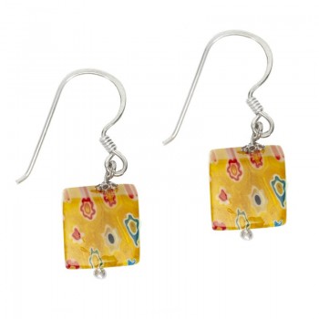 Colgante cubo cristal murano Plata de Ley | Outlet joyas