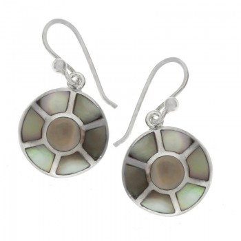 Pendientes redondos nácar y Plata de Ley | Outlet joyas