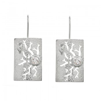 Pendientes rectángulo calado Plata de Ley