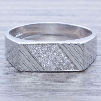 Anillo con circonia rectangular Plata de Ley 925