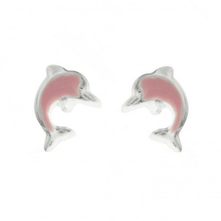 Pendientes delfín bebé rosca Plata de Ley - Karissma