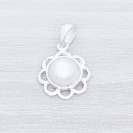 Colgante flor con perla Plata de Ley