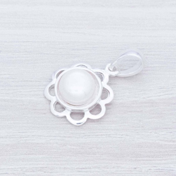 Colgante flor con perla Plata de Ley